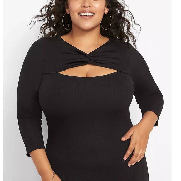 Lane Bryant Twist-Neck Ponte Sheath Black Dress Plus 14 NEW - Picture 12 of 12